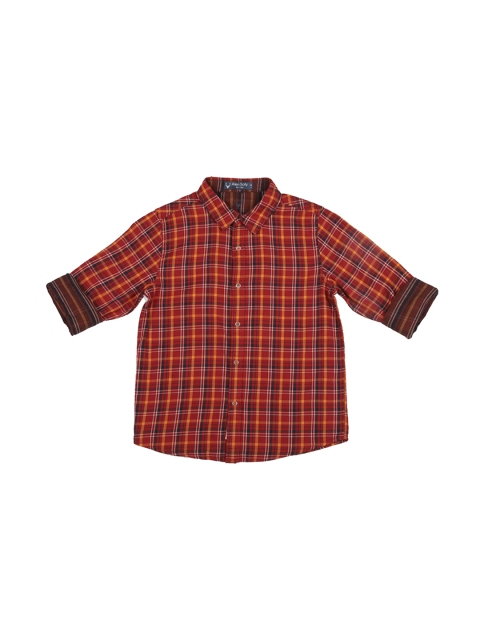 

Allen Solly Junior Boys Orange & Red Regular Fit Checked Casual Shirt