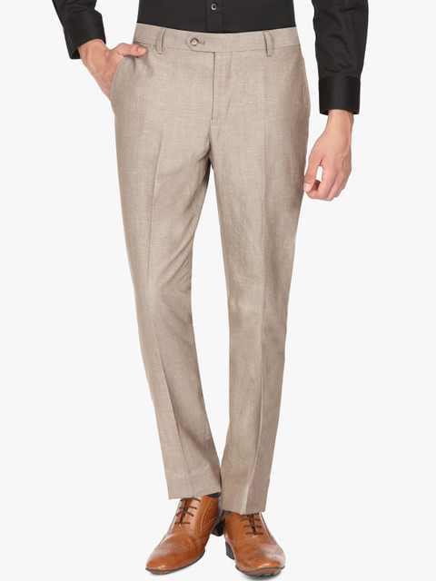 

SUITLTD Men Beige Slim Fit Solid Formal Trousers
