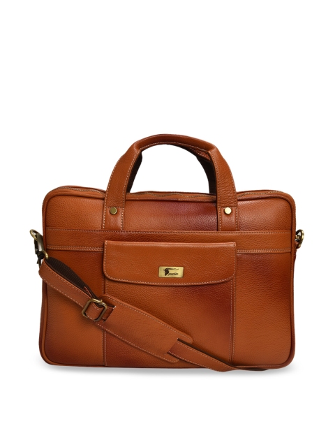

Peseta Unisex Brown Solid Leather Laptop Bag