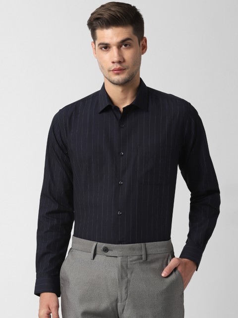 

Peter England Men Navy Blue Regular Fit Striped Formal Shirt