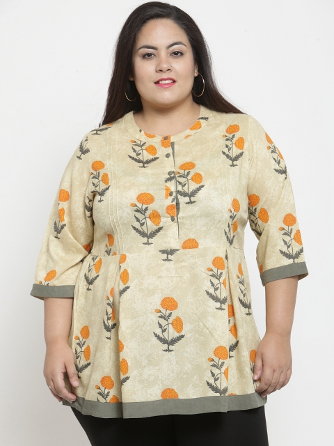 

PlusS Women Beige & Orange Printed Tunic
