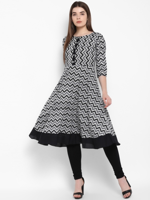 

ETHNIC STREET Women Grey Striped A-Line Kurta