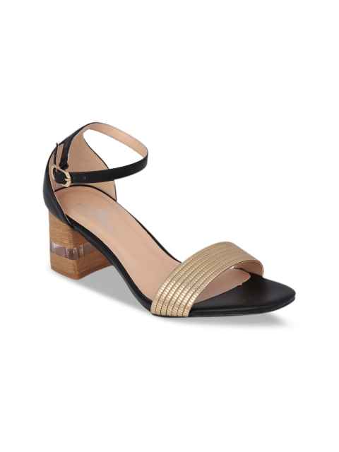 

pelle albero Women Black & Gold-Toned Colourblocked Heels