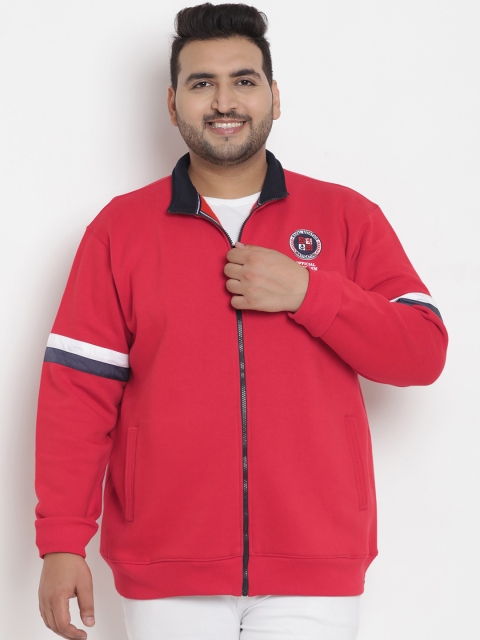 

John Pride Plus Size Men Red Solid Sweatshirt