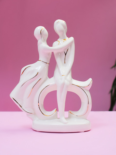 

Archies Love Gifts Unisex White and Gold Polyresin Love Couple Showpiece