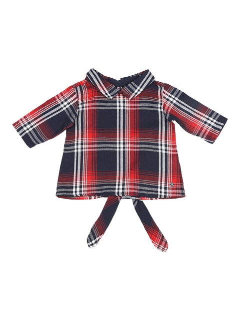 

Allen Solly Junior Girls Navy Blue Checked Shirt Style Top
