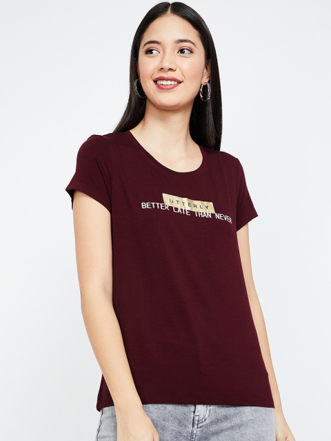 

Fame Forever by Lifestyle Women Burgundy Printed Top