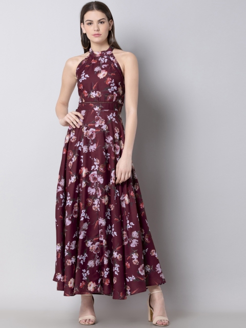 

FabAlley Women Maroon Floral Printed Maxi Dress