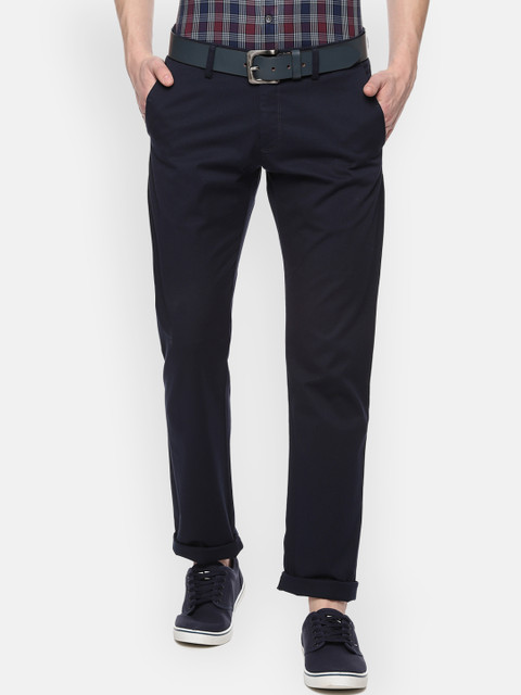 

Allen Solly Men Navy Blue Slim Fit Solid Regular Trousers