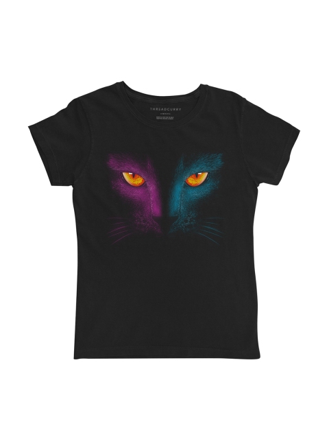 

THREADCURRY Girls Black Printed Round Neck T-shirt