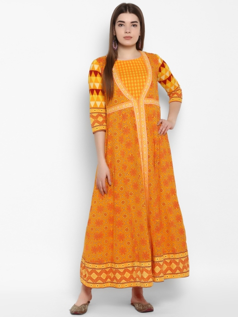 

ETHNIC STREET Women Yellow & Orange Ethnic Print Maxi Dress