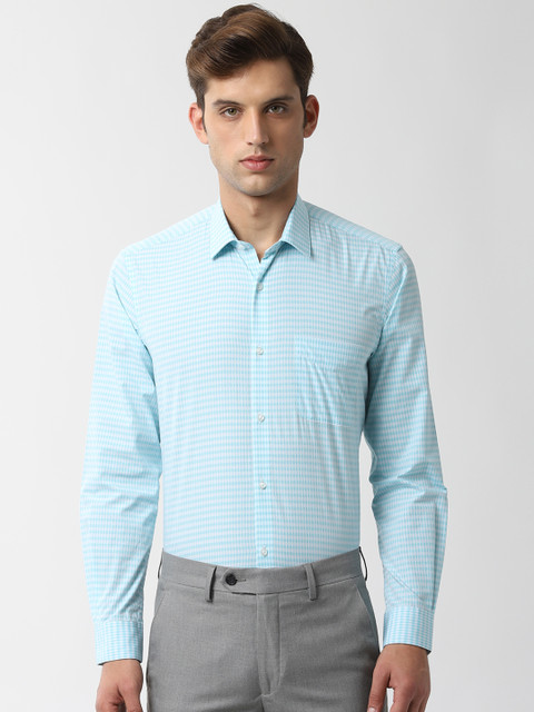 

Peter England Men Blue Regular Fit Checked Formal Shirt