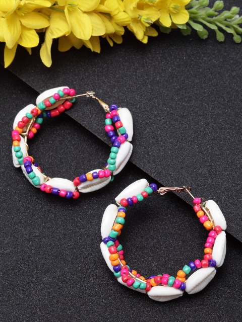 

Moedbuille Multicoloured Brass Plated Circular Hoop Earrings, Multi