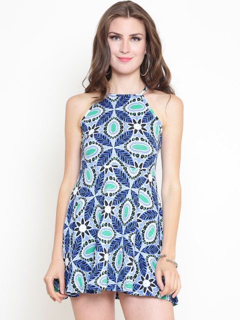 

Sera Women Blue & White Printed Fit and Flare Dress