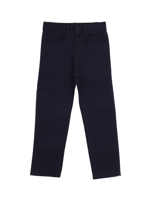 

Allen Solly Junior Boys Navy Blue Slim Fit Solid Regular Trousers