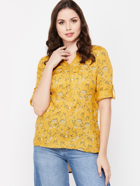 

Bossini Women Yellow Printed Shirt Style Top