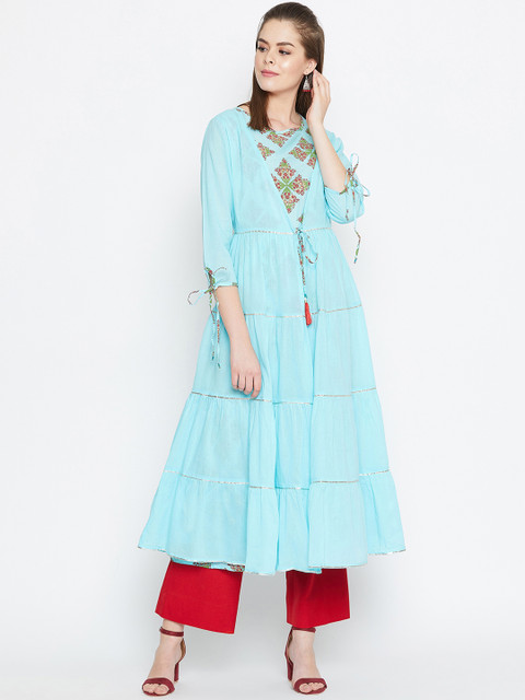 

Prakhya Women Blue Printed A-Line Kurta