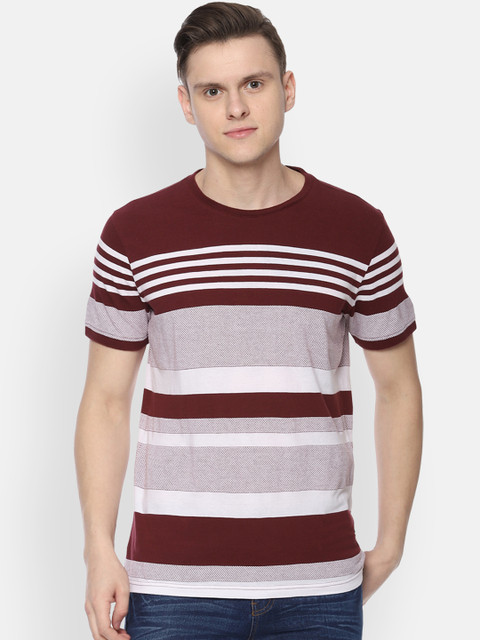 

Van Heusen Sport Men Maroon & Grey Striped Round Neck T-shirt