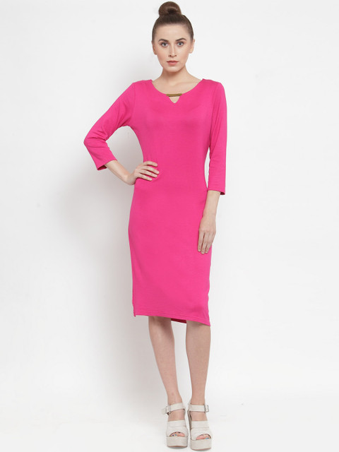 

Color Cocktail Women Pink Solid Sheath Dress