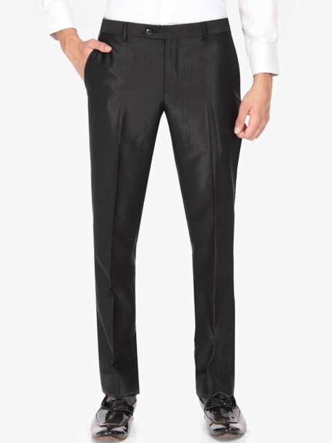 

SUITLTD Men Black Slim Fit Solid Formal Trousers