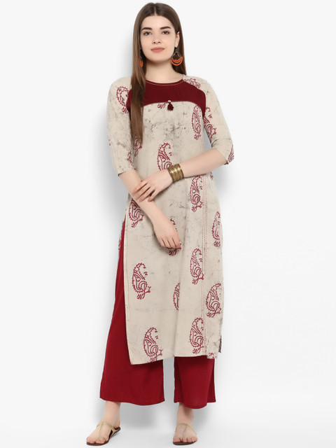 

ETHNIC STREET Women Grey Printed Straight Kurta