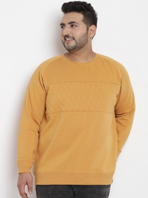 

John Pride Plus Size Men Mustard Solid Sweatshirt