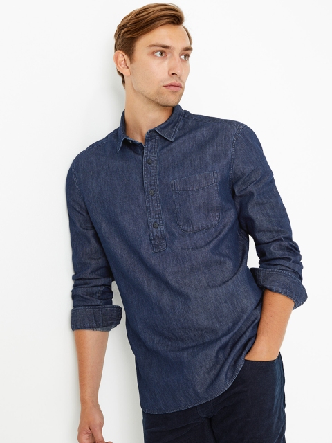 

Marks & Spencer Men Blue Regular Fit Solid Casual Shirt