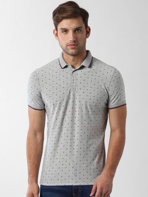 

Peter England Casuals Men Grey Printed Polo Collar T-shirt