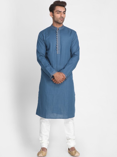 

Nakshi Men Blue Solid Straight Kurta