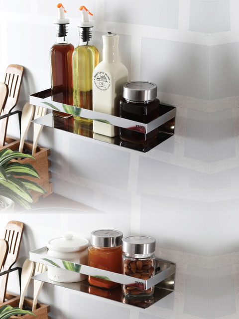 

JVS Set of 2 Silver-Toned Solid Metal Multipurpose Shelves