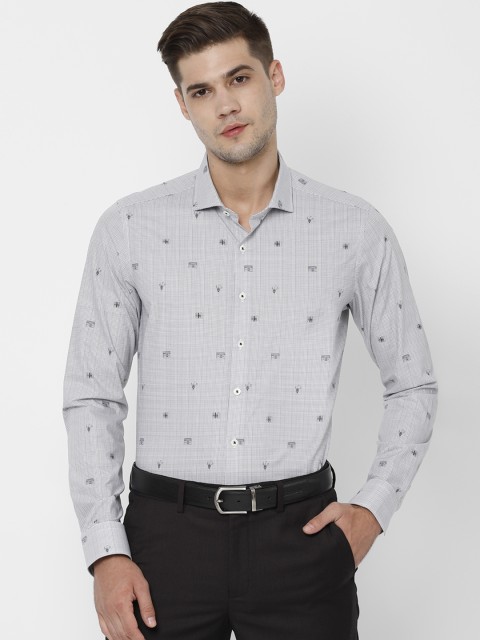 

SIMON CARTER LONDON Men Grey Slim Fit Printed Formal Shirt