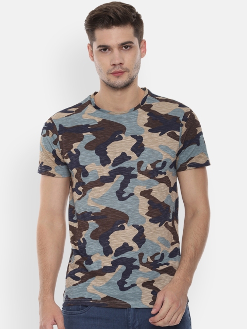 

People Men Multicoloured Camouflage Round Neck Pure Cotton T-shirt, Multi
