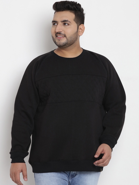 

John Pride Plus Size Men Black Solid Sweatshirt