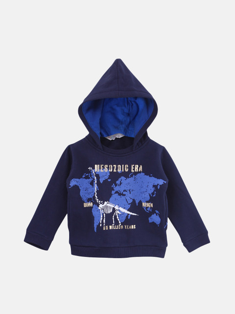

Beebay Boys Navy Blue Printed Hooded Sweatshirt