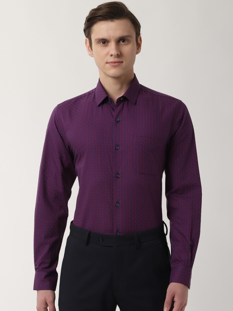 

Peter England Men Purple Slim Fit Checked Formal Shirt