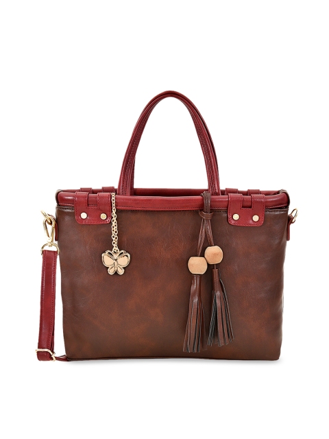 

Butterflies Women Brown & Maroon Solid Handheld Bag