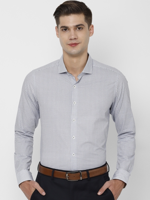 SIMON CARTER LONDON Men White Slim Fit Printed Formal Shirt