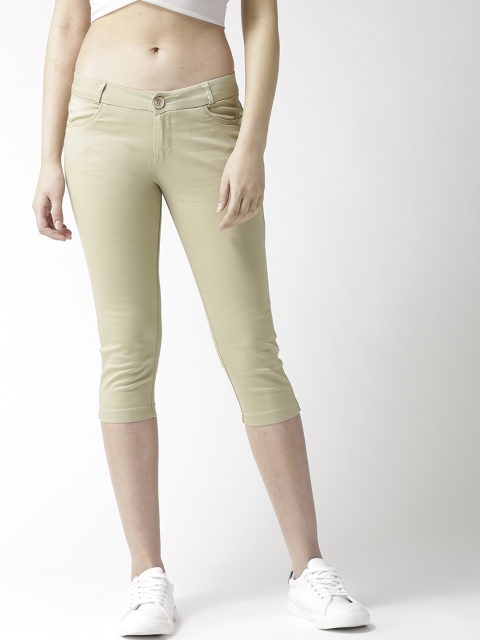 

Xpose Women Beige Solid Skinny Fit Capris