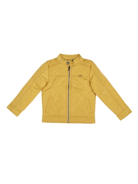 

Allen Solly Junior Boys Yellow Solid Biker Jacket