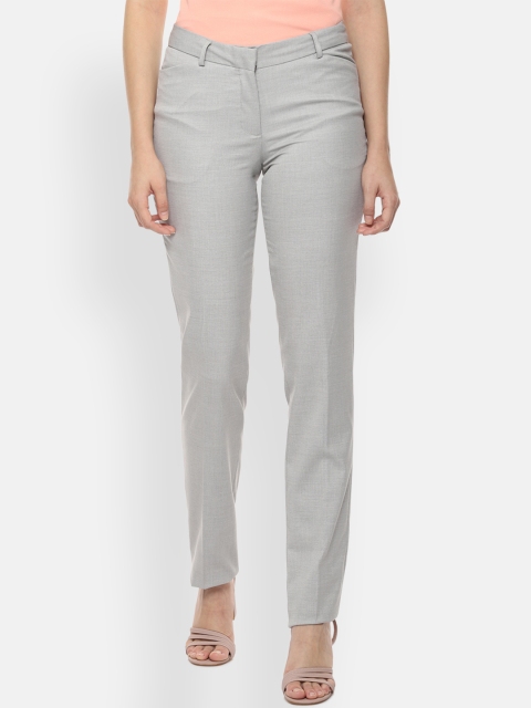 Allen Solly Women Grey Regular Fit Solid Formal Trousers