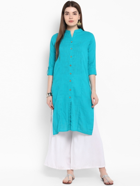 

ETHNIC STREET Women Green Solid Straight Kurta