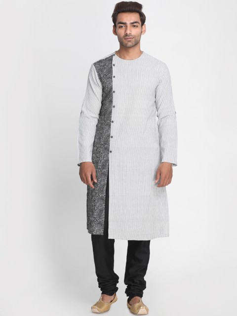 

Nakshi Men Off-White Striped Straight Kurta