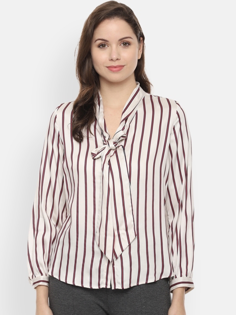 

Van Heusen Woman White Striped Shirt Style Top