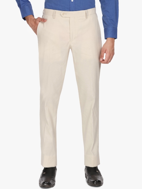

SUITLTD Men Beige Slim Fit Solid Formal Trousers