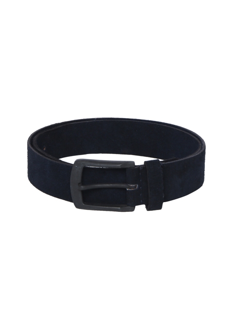 

Aditi Wasan Men Navy Blue Solid Genuine Leather Suede Belt