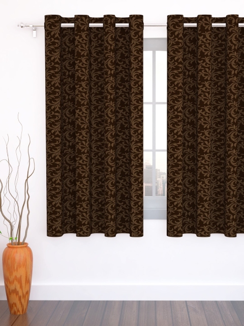 

Story@home Coffee Brown & Taupe Jacquard Single Window Curtain