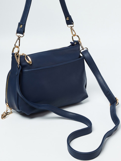 

CODE by Lifestyle Navy Blue Solid Handheld Bag