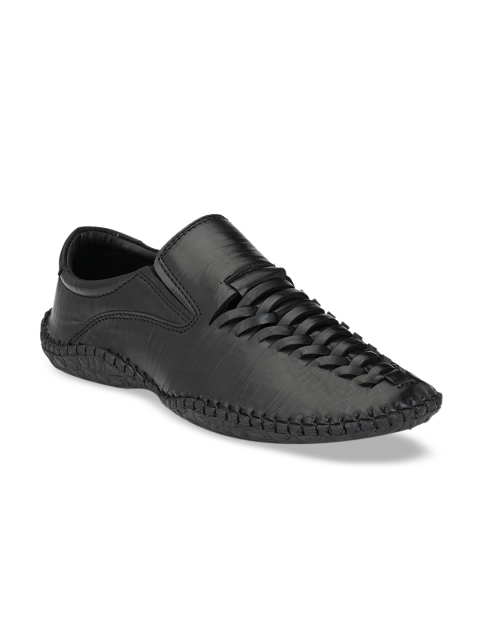

El Paso Men Black Woven Design Slip-On Sneakers