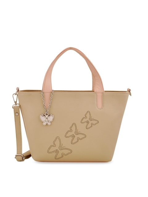 

Butterflies Cream-Coloured Textured Handheld Bag