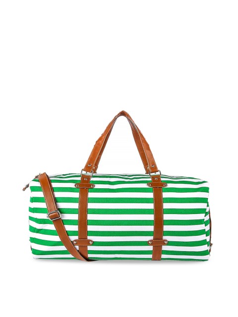 

KLEIO Unisex Green & White Striped Duffel Bag